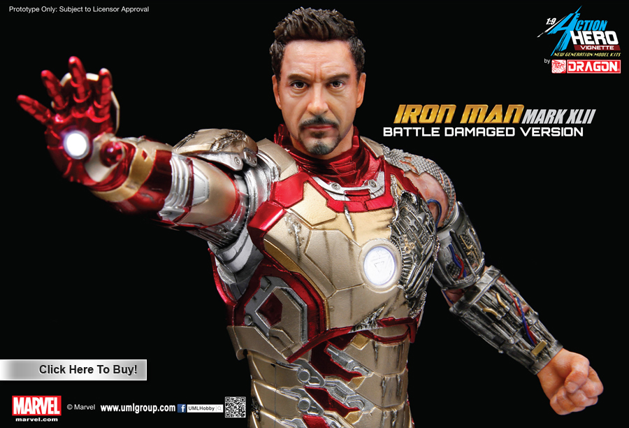 iron man mark 42 figure (battle damage version)